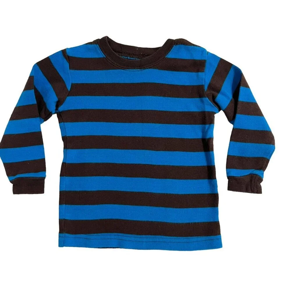 Leveret 18-24m Blue & Brown Striped Pajamas